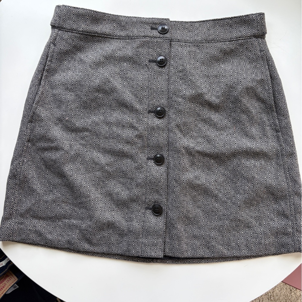 Madewell Button-Front Mini Skirt in Yarn-Dyed Geo, NWT! - Picture 15 of 15